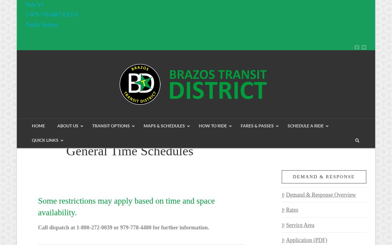 Brazos Transit demand-response schedule for San Augustine County