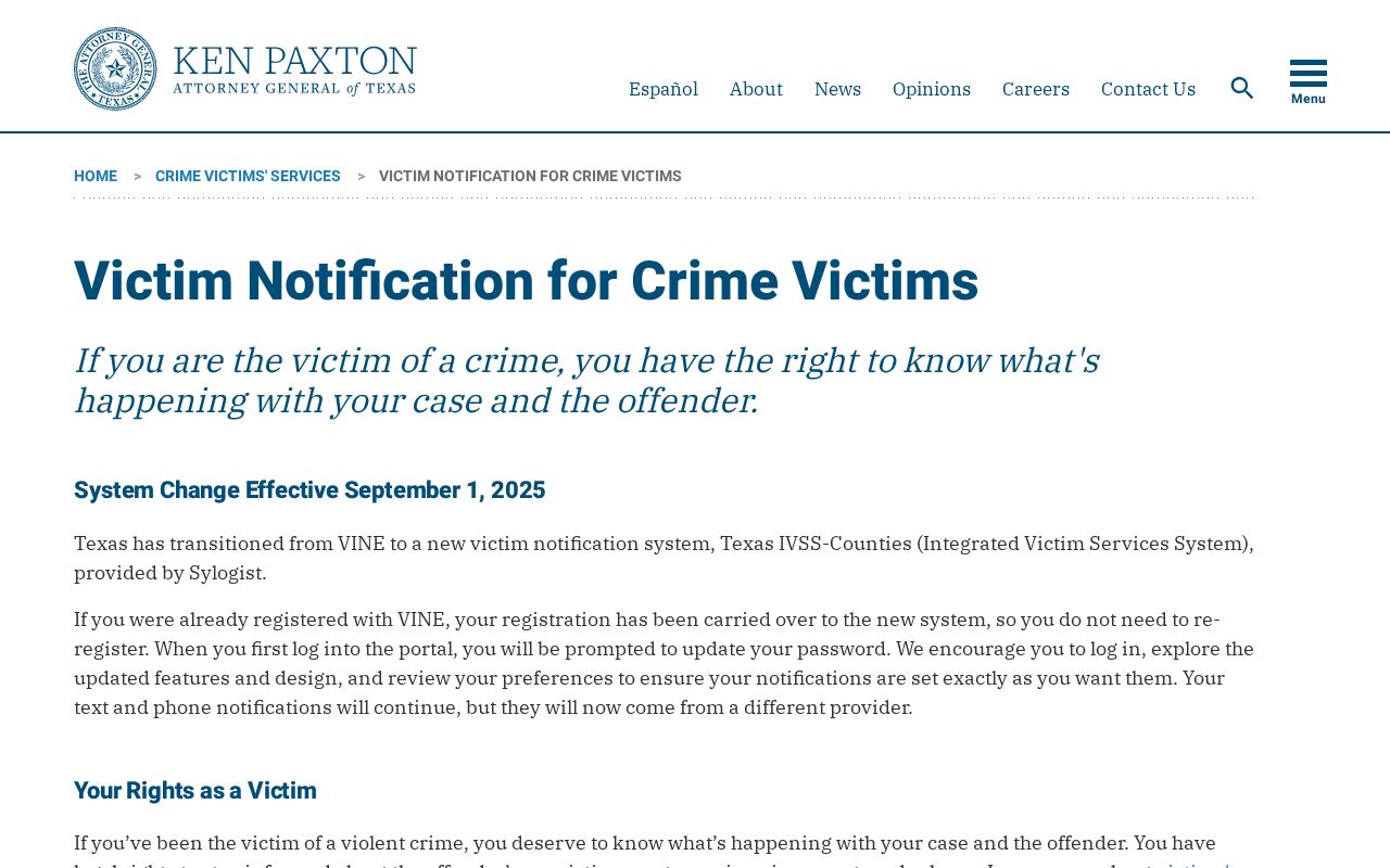 Texas official notice about the VINE transition to IVSS-Counties
